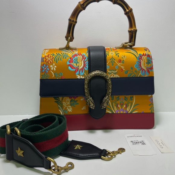 Gucci Satin Calfskin Bamboo Tokyo Print Medium Dionysus Top Handle Bag - Picture 3 of 13